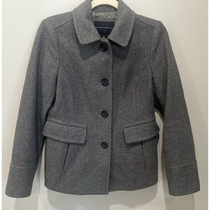 Banana Republic Women's Small Gray Wool Blend Peacoat Jacket Button Front EUC